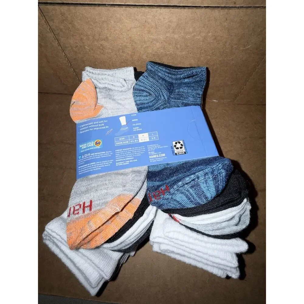 Hanes Boys' 20pk Ankle Socks - Colors Vary. Size Medium 9- 2.5